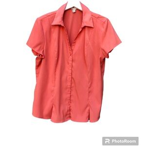C EST 1946 Coral Shirt Button Up Blouse Sz. XL Lightweight
